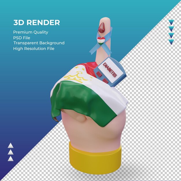 3D Dzień cukrzycy Tadżykistan renderujący prawy widok