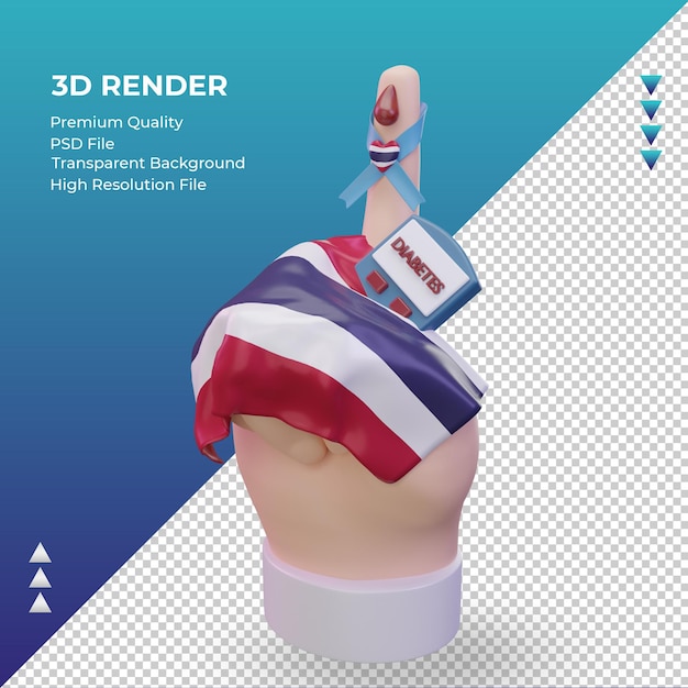 3D dzień cukrzycy Tajlandia renderujący prawy widok