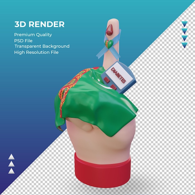 3D Dzień cukrzycy Turkmenistan renderujący prawy widok
