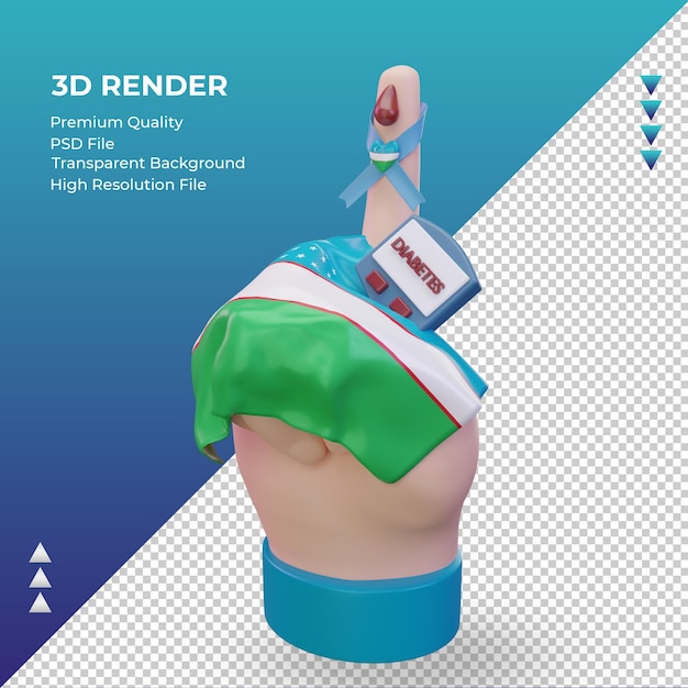 3D Dzień Cukrzycy Uzbekistan renderujący prawy widok