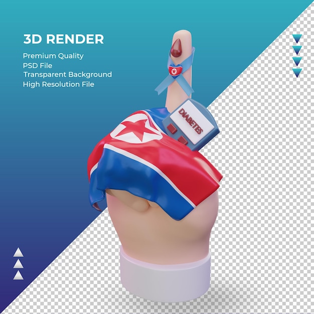 3d dzień cukrzycy w Korei Północnej renderujący prawy widok