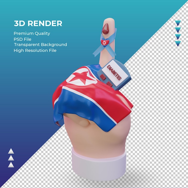 PSD 3d dzień cukrzycy w korei północnej renderujący prawy widok