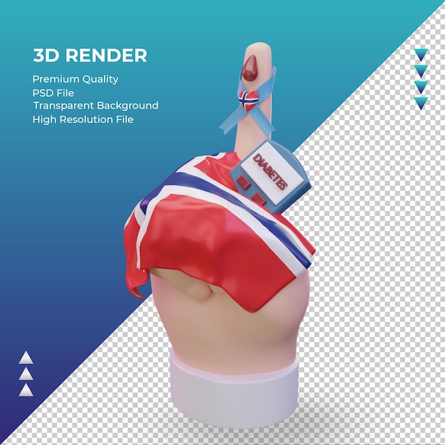 3D dzień cukrzycy w Norwegii renderujący prawy widok