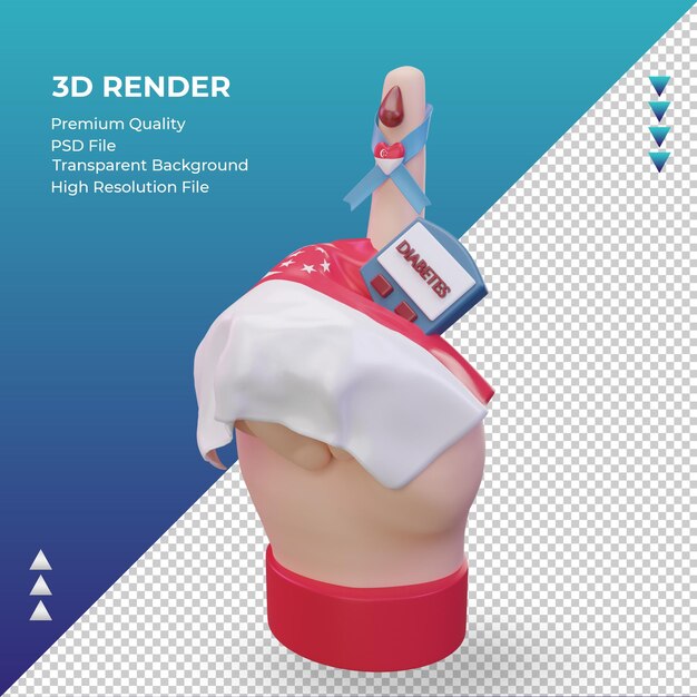 3d Dzień Cukrzycy W Singapurze Renderujący Prawy Widok