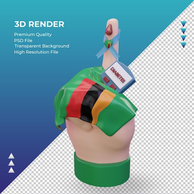 3D Dzień cukrzycy w Zambii renderujący prawy widok