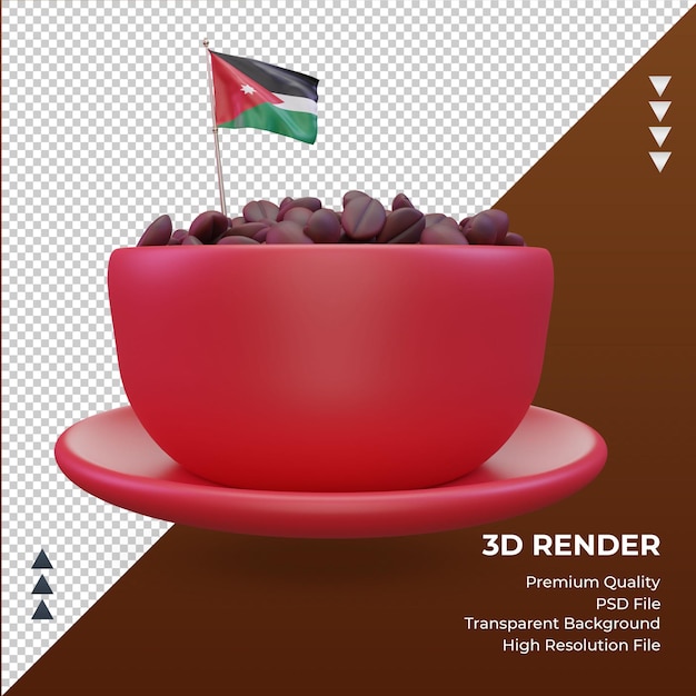 PSD 3d dzień kawy flaga jordanii renderujący widok z przodu