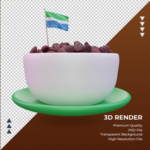 PSD 3d dzień kawy flaga sierra leone renderująca widok z przodu