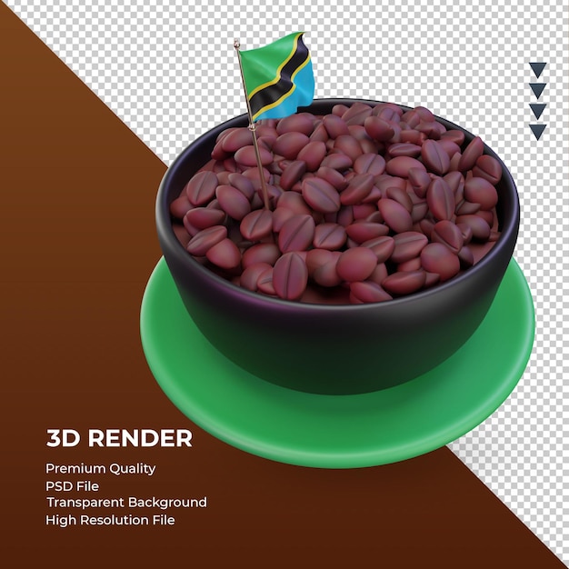 3d Dzień Kawy Tanzania Flaga Renderowania Lewy Widok