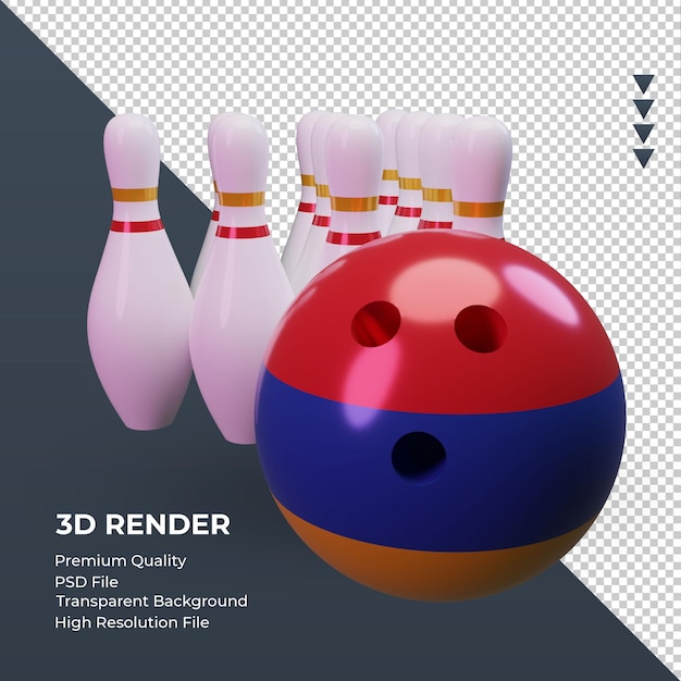 3d Dzień Kręgli Armenii Flaga Renderowania Lewy Widok