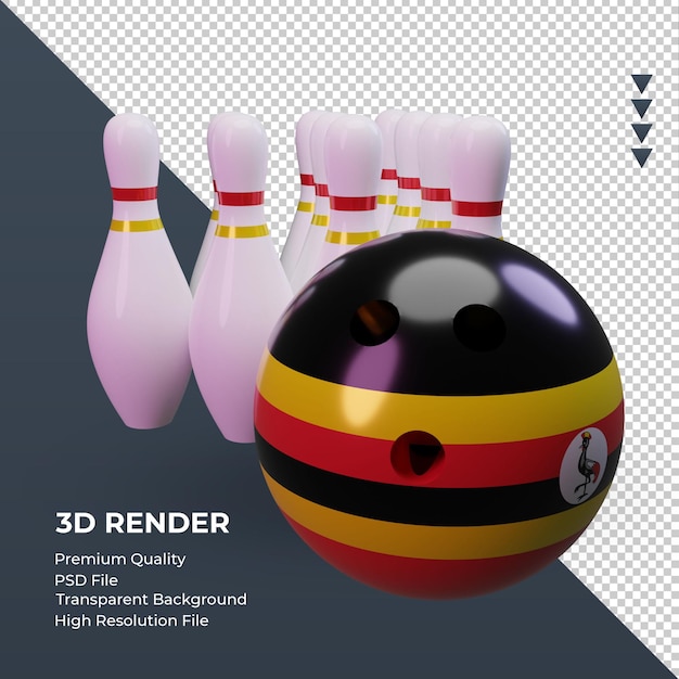 3d Dzień Kręgli Uganda Flaga Renderowania Lewy Widok