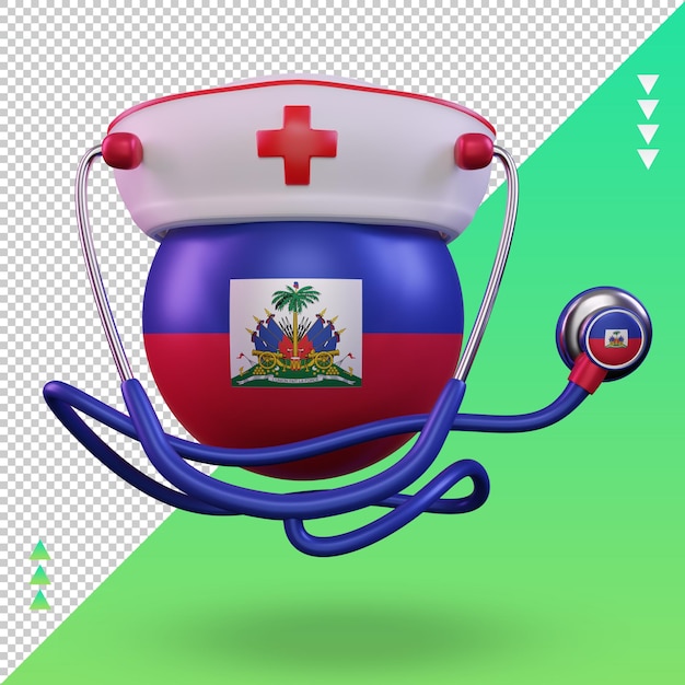 PSD 3d dzień pielęgniarki flaga haiti renderująca widok z przodu