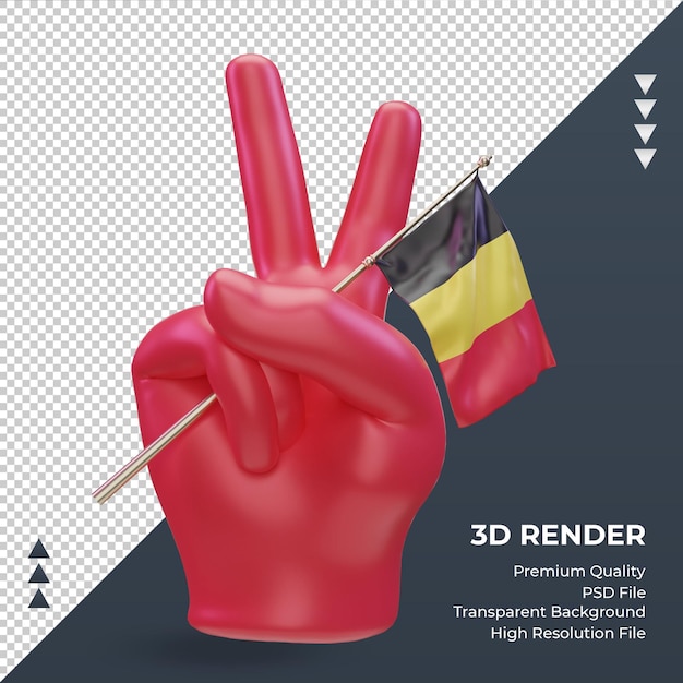 3d Dzień Pokoju Belgia Flaga Renderowania Widok Z Przodu