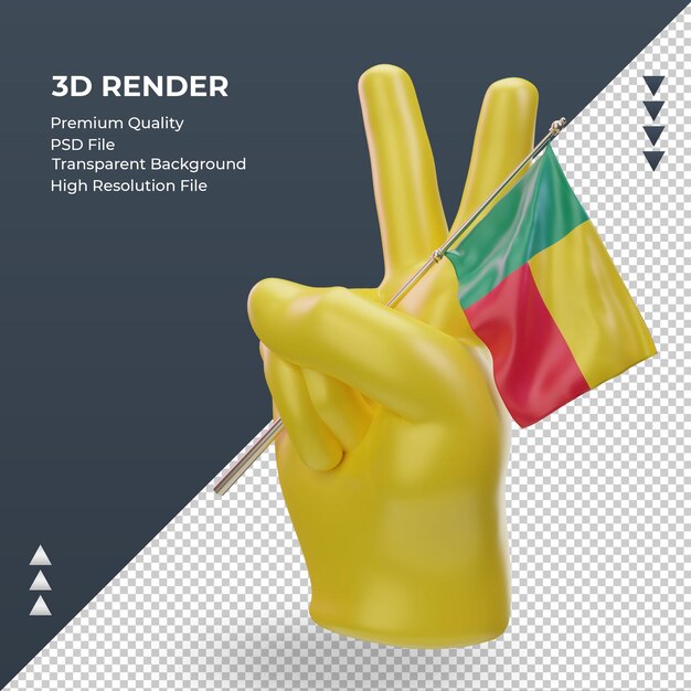 3d Dzień Pokoju Benin Flaga Renderująca Prawy Widok