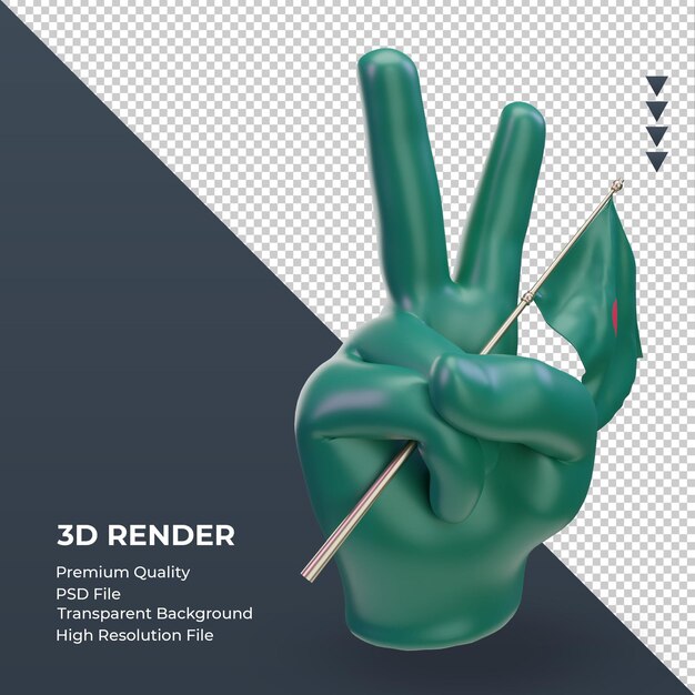 3d Dzień Pokoju Flaga Bangladeszu Renderujący Lewy Widok