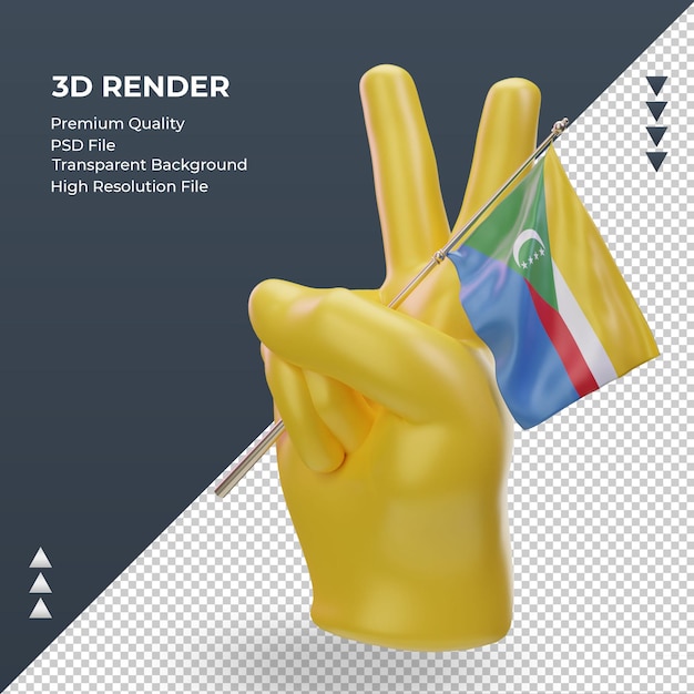 3d Dzień Pokoju Flaga Komorów Renderujący Prawy Widok