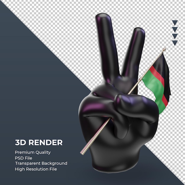 3d Dzień Pokoju Flaga Malawi Renderujący Lewy Widok