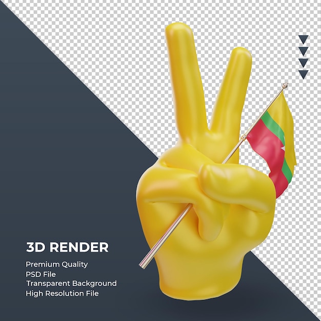 3d Dzień Pokoju Flaga Myanmar Renderujący Lewy Widok