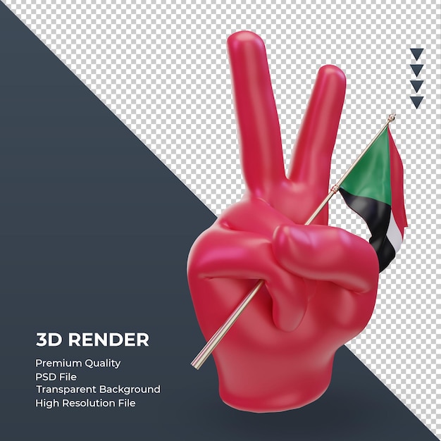 3d Dzień Pokoju Flaga Sudanu Renderujący Lewy Widok