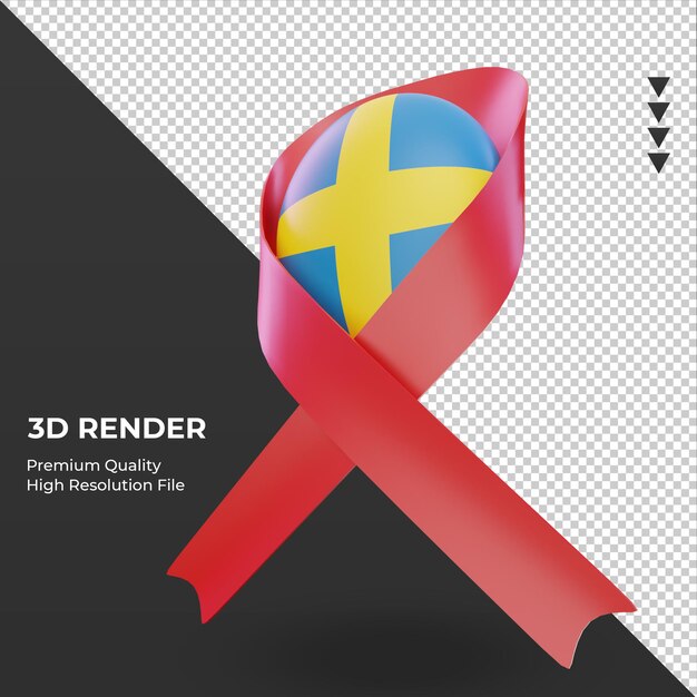 3d Dzień Pomocy Flaga Szwecji Renderujący Prawy Widok