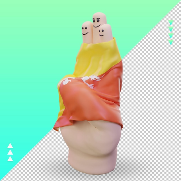 3d dzień przyjaźni palec flaga Bhutanu renderujący prawy widok