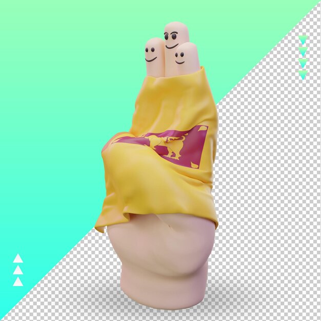3d dzień przyjaźni palec flaga Sri Lanki renderujący prawy widok