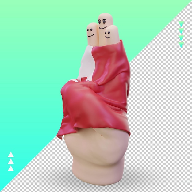 3d dzień przyjaźni palec flaga Tonga renderujący prawy widok
