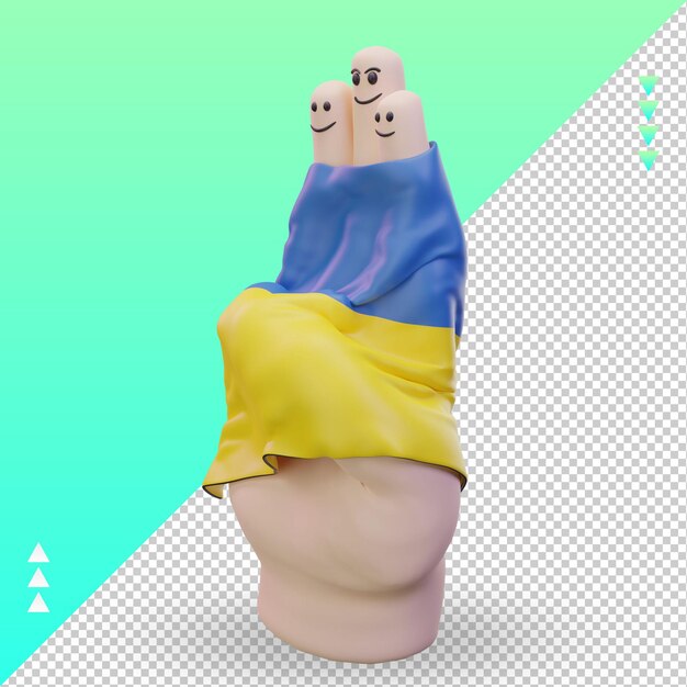 3d dzień przyjaźni palec flaga ukrainy renderujący prawy widok