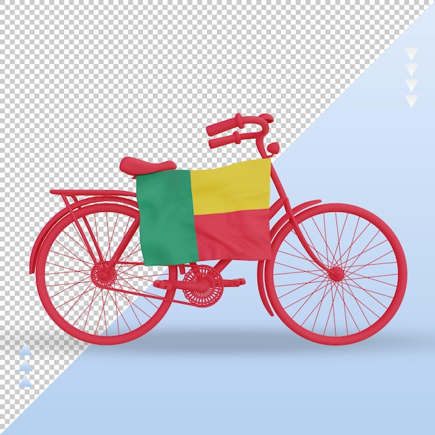 PSD 3d dzień rowerowy flaga beninu renderująca widok z przodu