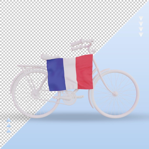 PSD 3d dzień rowerowy flaga francji renderująca widok z przodu