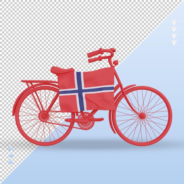 3d Dzień Rowerowy Flaga Norwegii Renderująca Widok Z Przodu