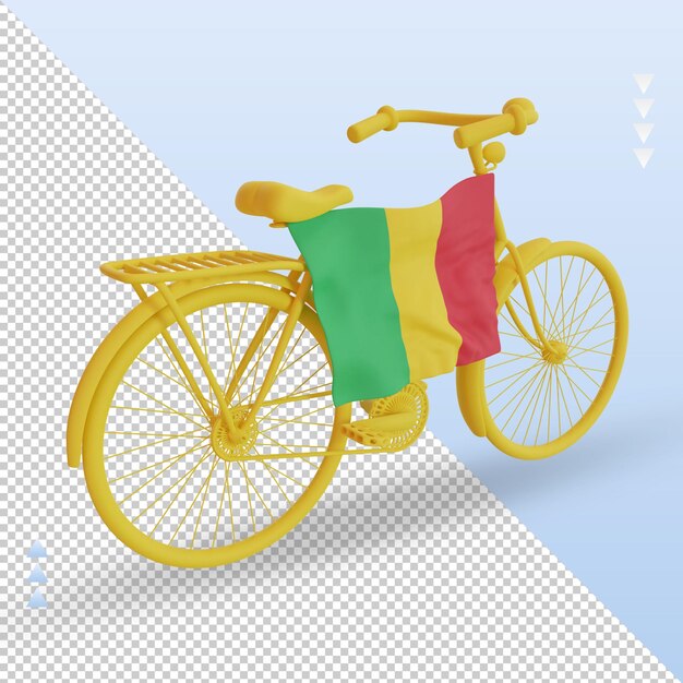 PSD 3d dzień rowerowy mali flaga renderująca lewy widok
