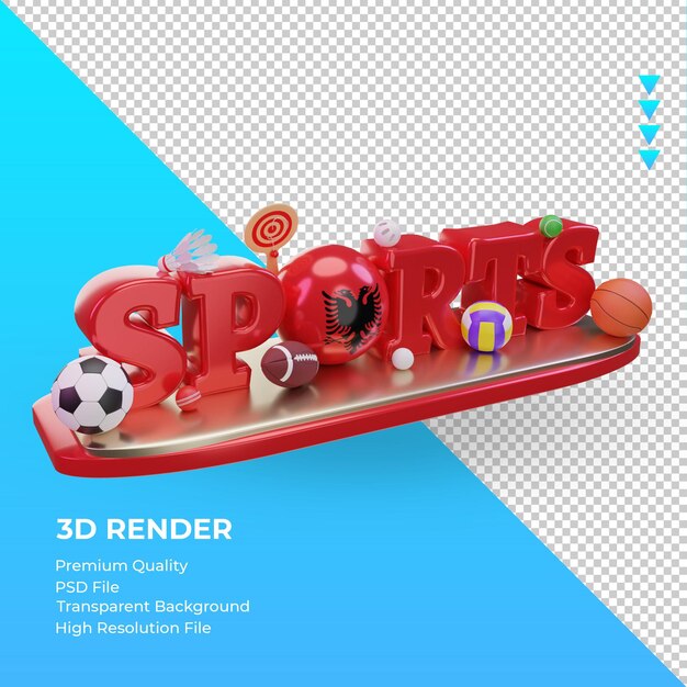 3d Dzień Sportu Albania Flaga Renderowania Lewy Widok