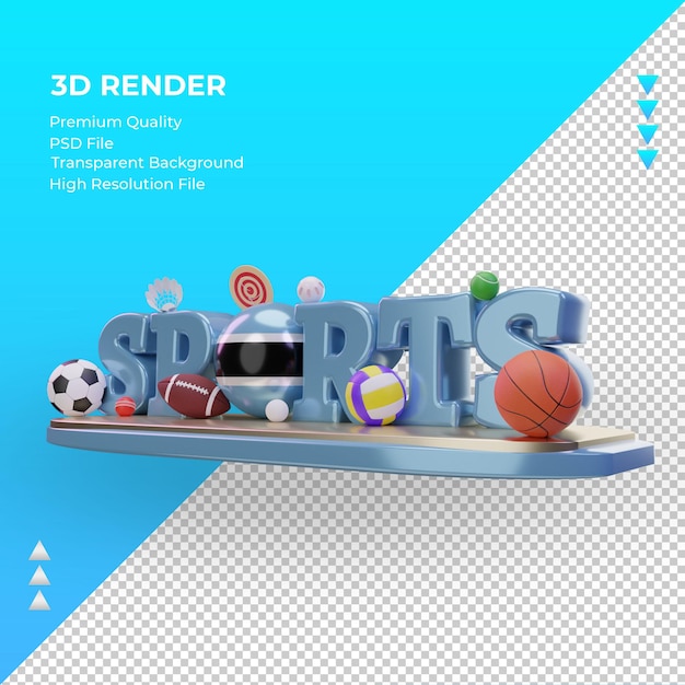 3d dzień sportu flaga Botswany renderowania prawy widok