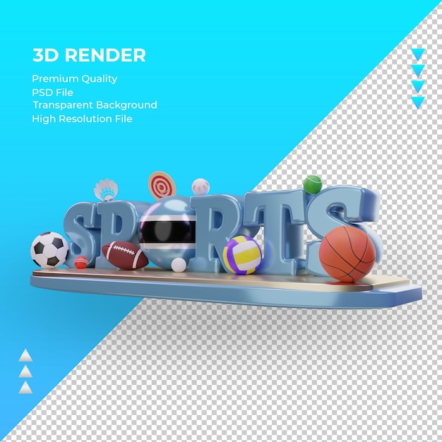 3d Dzień Sportu Flaga Botswany Renderowania Prawy Widok