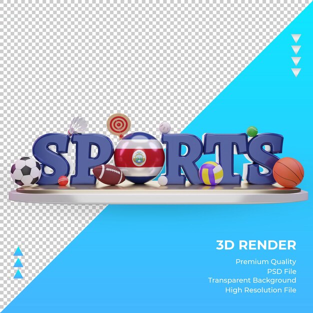 3d Dzień Sportu Flaga Kostaryki Renderowania Widok Z Przodu