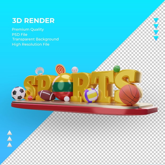 3d Dzień Sportu Flaga Litwy Renderujący Prawy Widok