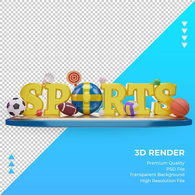 3d Dzień Sportu Flaga Szwecji Renderowania Widok Z Przodu