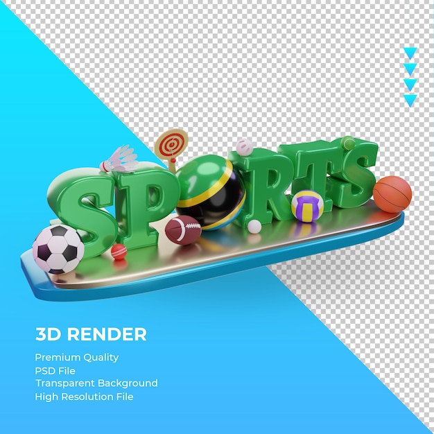 3d dzień sportu flaga Tanzanii renderowania po lewej stronie