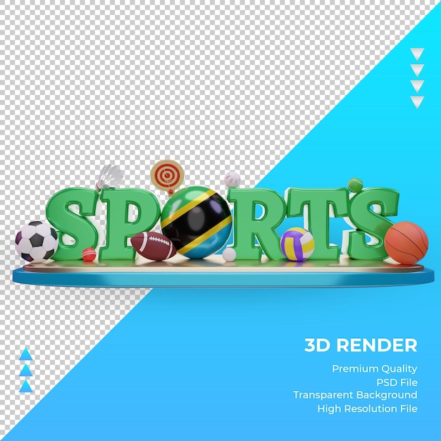 3d dzień sportu flaga Tanzanii renderowania widok z przodu