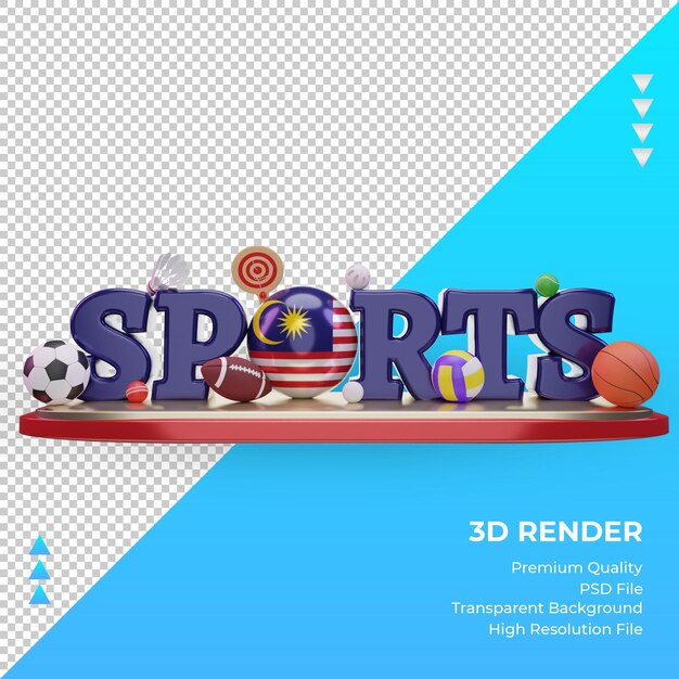 3d Dzień Sportu Malezja Flaga Renderowania Widok Z Przodu