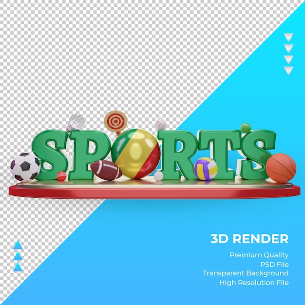 3d Dzień Sportu Republika Konga Flaga Renderowania Widok Z Przodu