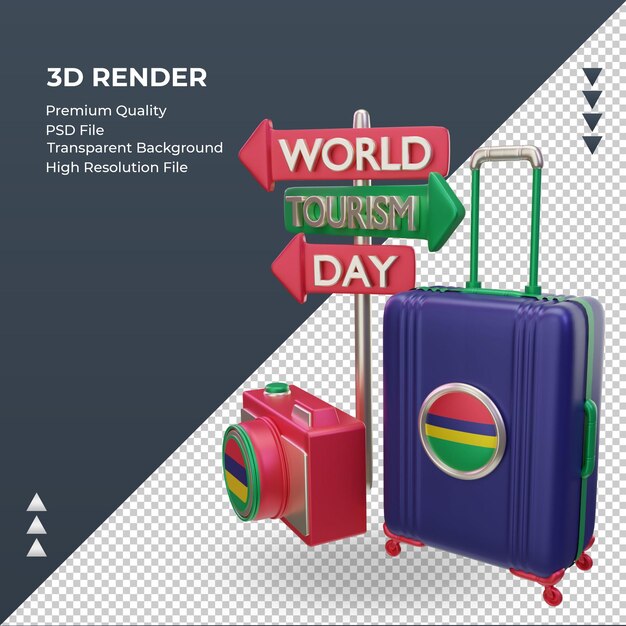 3d Dzień Turystyki Flaga Mauritiusa Renderująca Prawy Widok