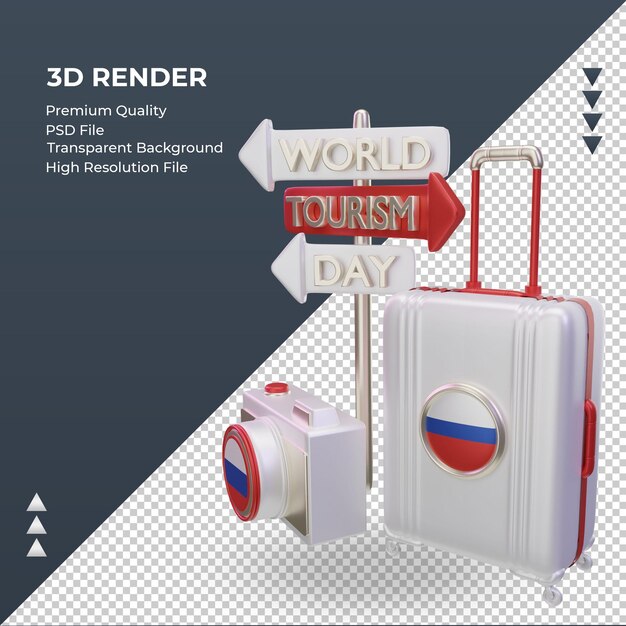 3d Dzień Turystyki Rosyjska Flaga Renderująca Prawy Widok