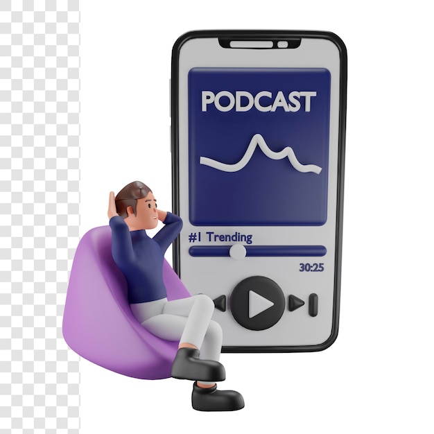 3d Dziewczyna Słucha Popularnego Podcastu