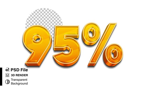 3d Dziewięćdziesiąt pięć recent zniżki 95 Jasno pomarańczowy gradient izolowany na przezroczystym tle