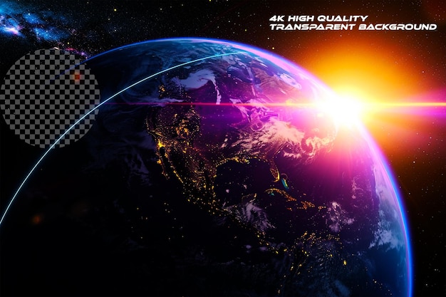 PSD alba e orbita della terra in 3d scienza internazionale su sfondo trasparente