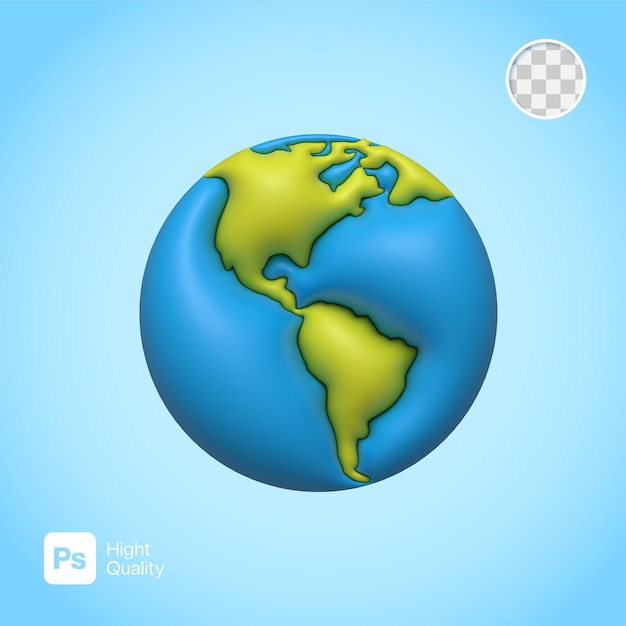 3d earth icon illustration