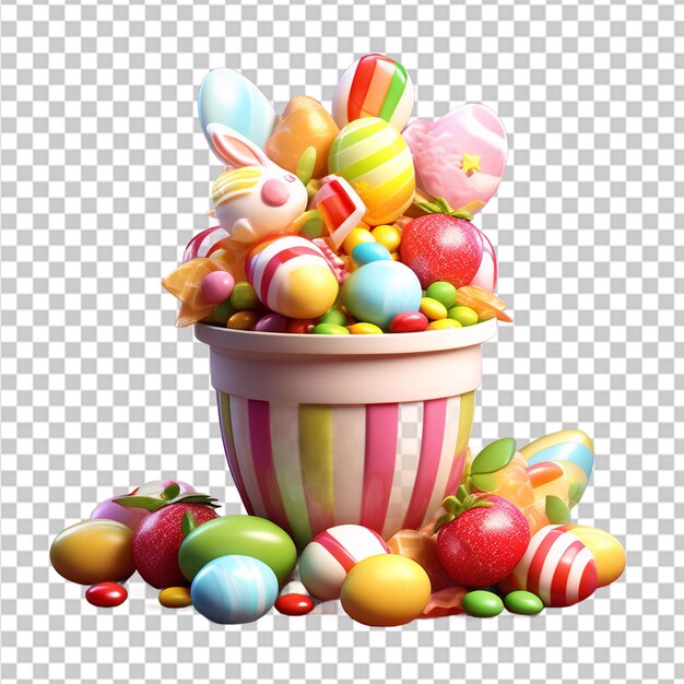 PSD caramelle di pasqua 3d in ciotola