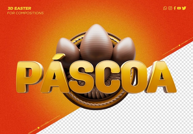 PSD logo pasquale 3d per campagne pubblicitarie in brasile feliz pascoa in brasile