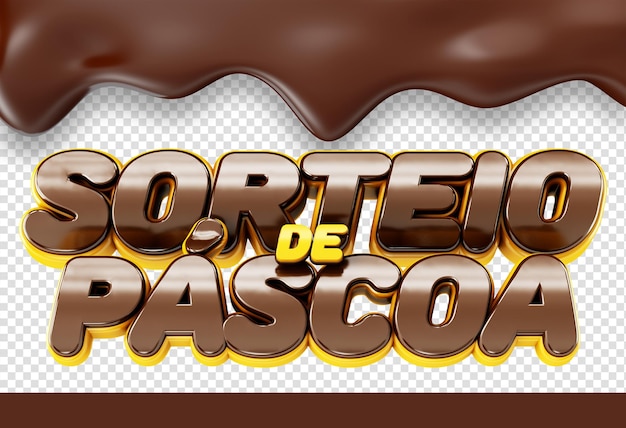 PSD logo di pasqua 3d con consistenza di cioccolato fuso pascoa in brasile